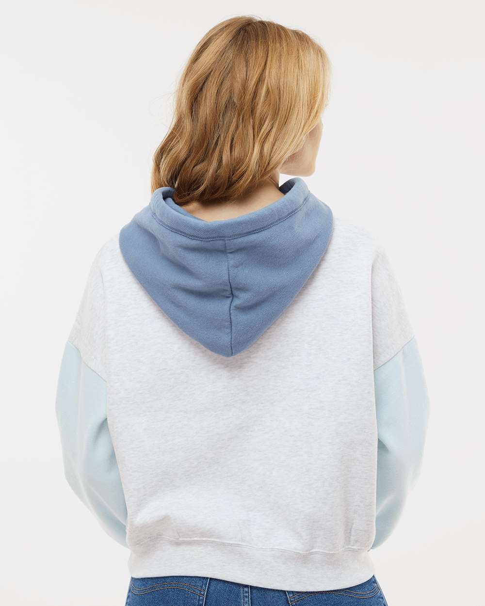 MV Sport - Women's Sueded Fleece Colorblocked Crop Hooded Sweatshirt - W23716
