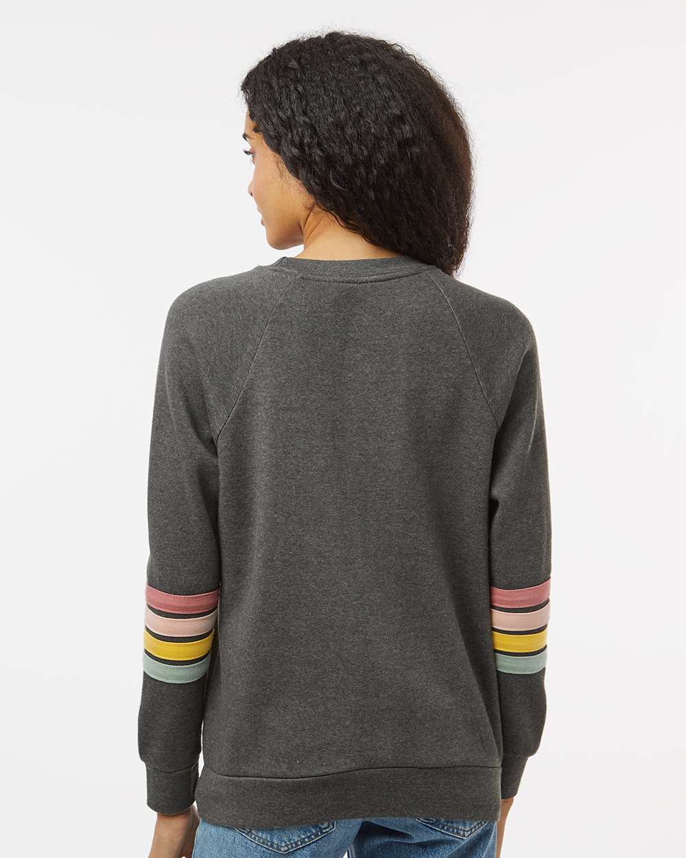 MV Sport - Women's Striped Sleeves Crewneck Sweatshirt - W23152