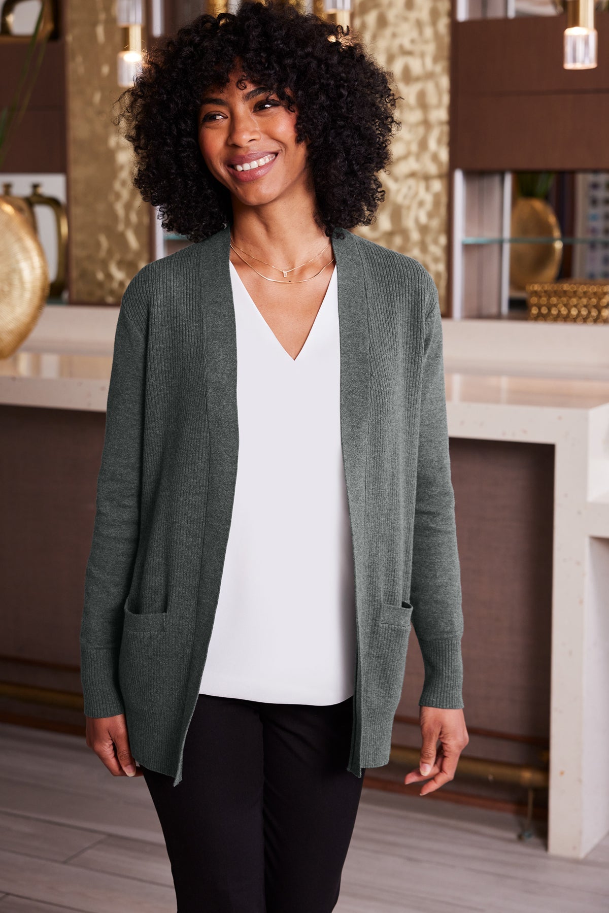 LSW2890 Port Authority® Women’s Easy Care Open-Front Cardigan Sweater