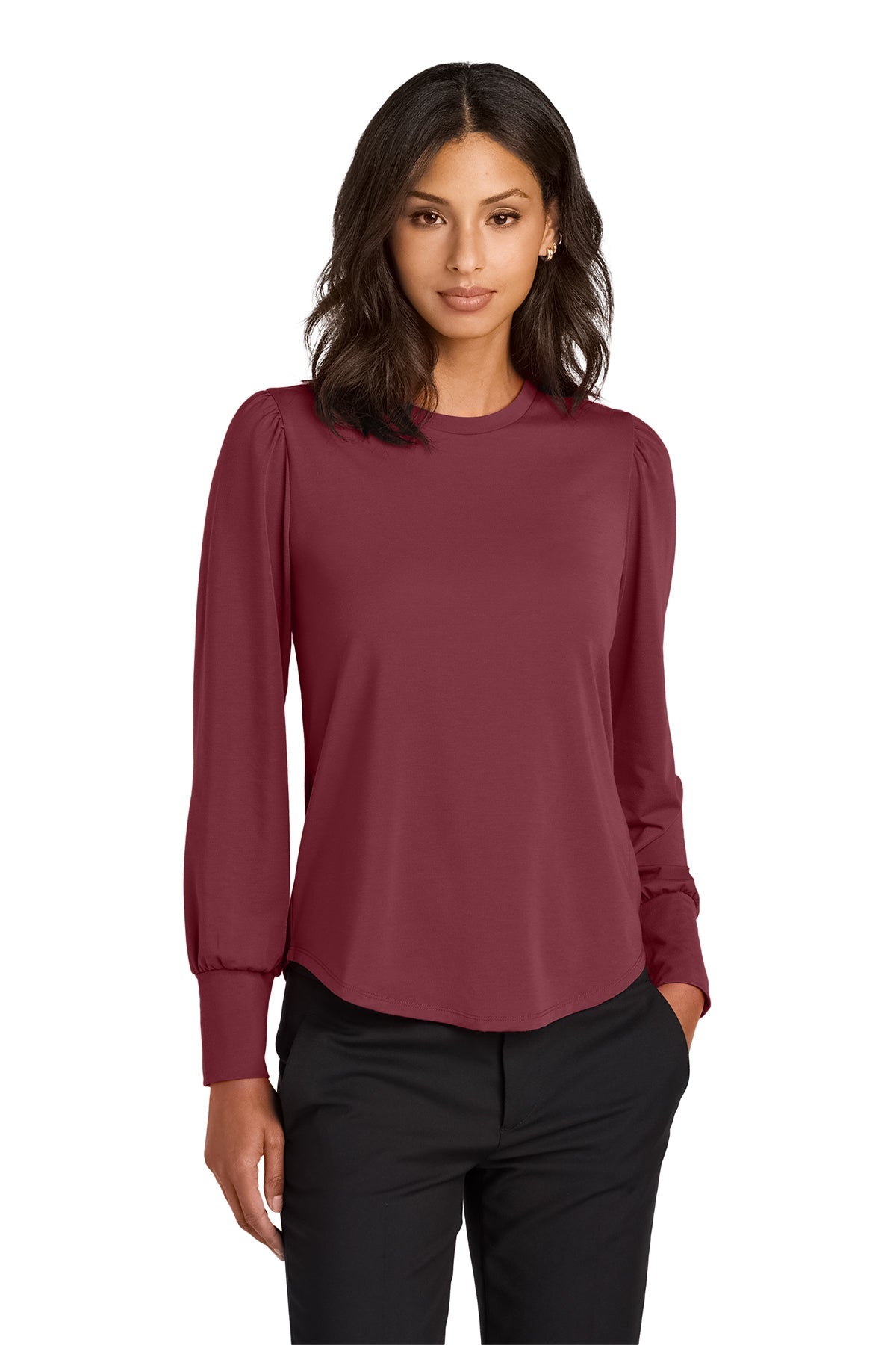 MM1019 Mercer+Mettle® Women’s Stretch Jersey Long Sleeve Blouson Top