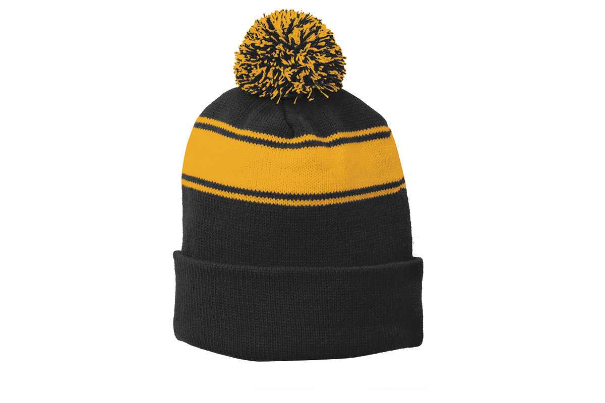 STC28 Sport-Tek® Stripe Pom Pom Beanie