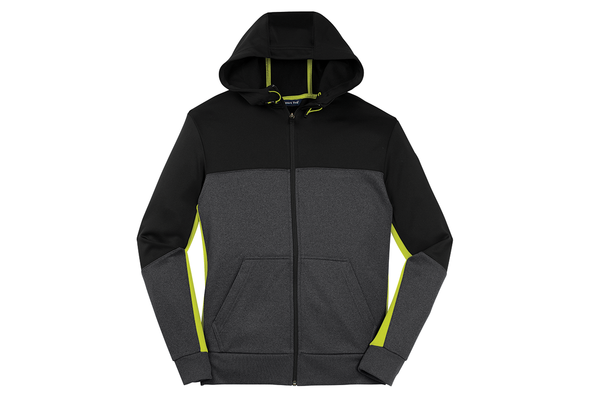 ST245 Sport-Tek® Tech Fleece Colorblock Full-Zip Hooded Jacket