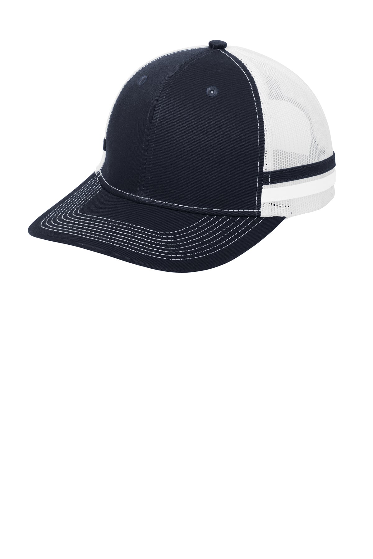 C113 Port Authority ® Two-Stripe Snapback Trucker Cap