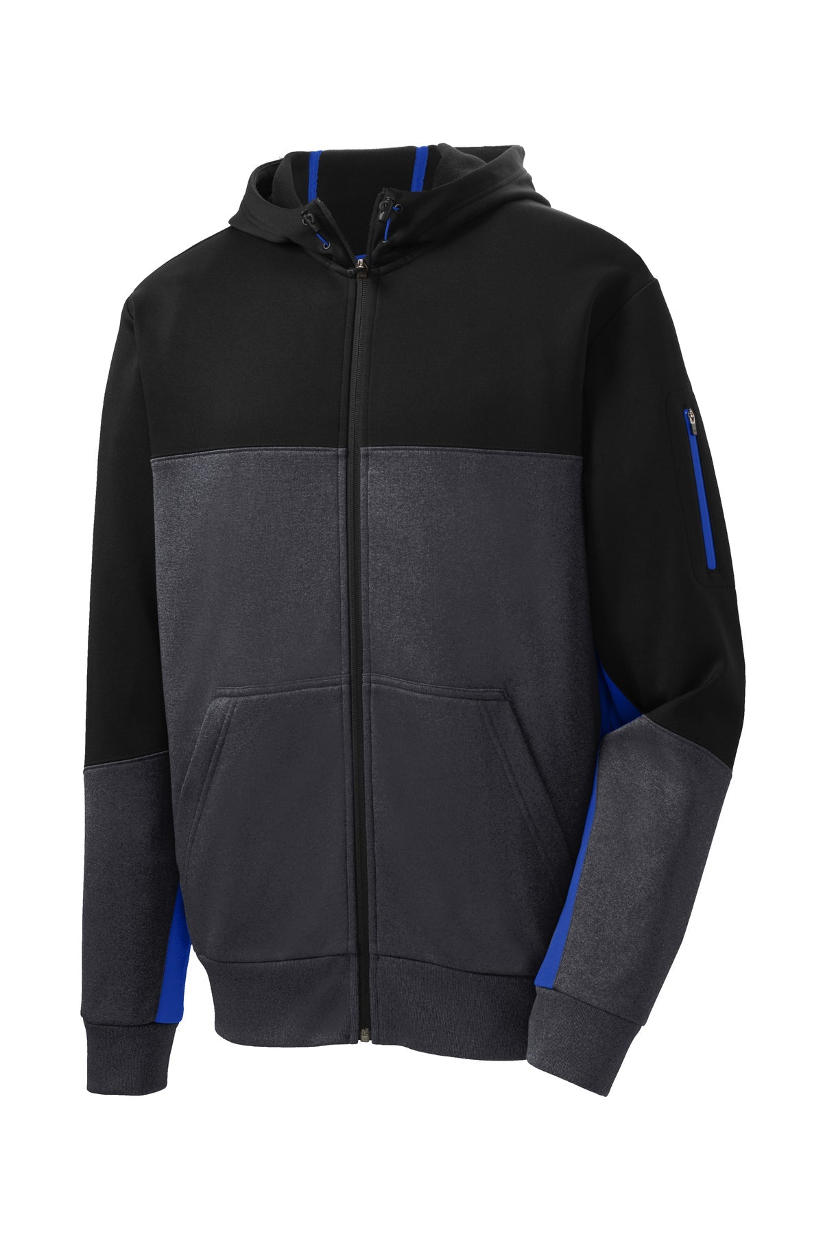 ST245 Sport-Tek® Tech Fleece Colorblock Full-Zip Hooded Jacket