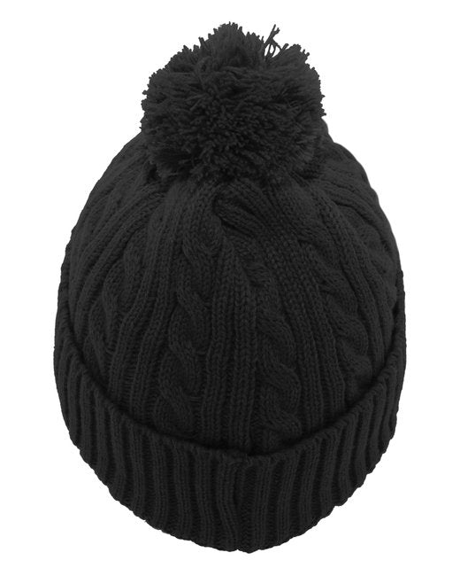 643K Pacific Headwear Cable Knit Pom-Pom Beanie