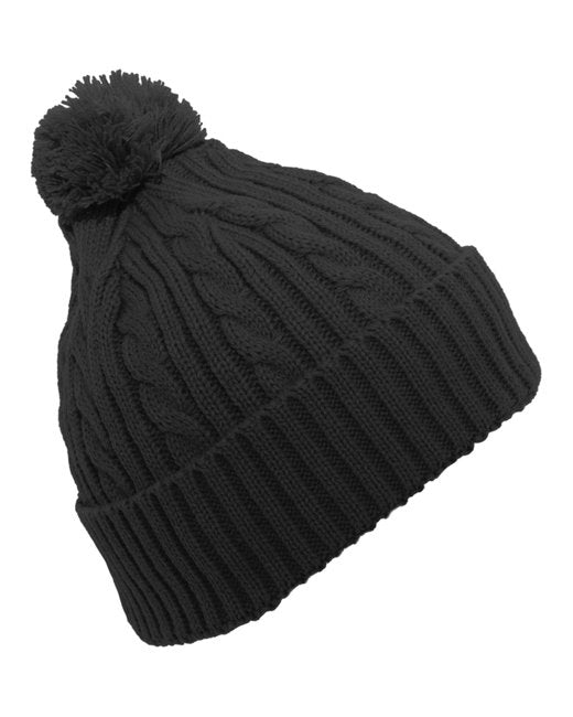 643K Pacific Headwear Cable Knit Pom-Pom Beanie