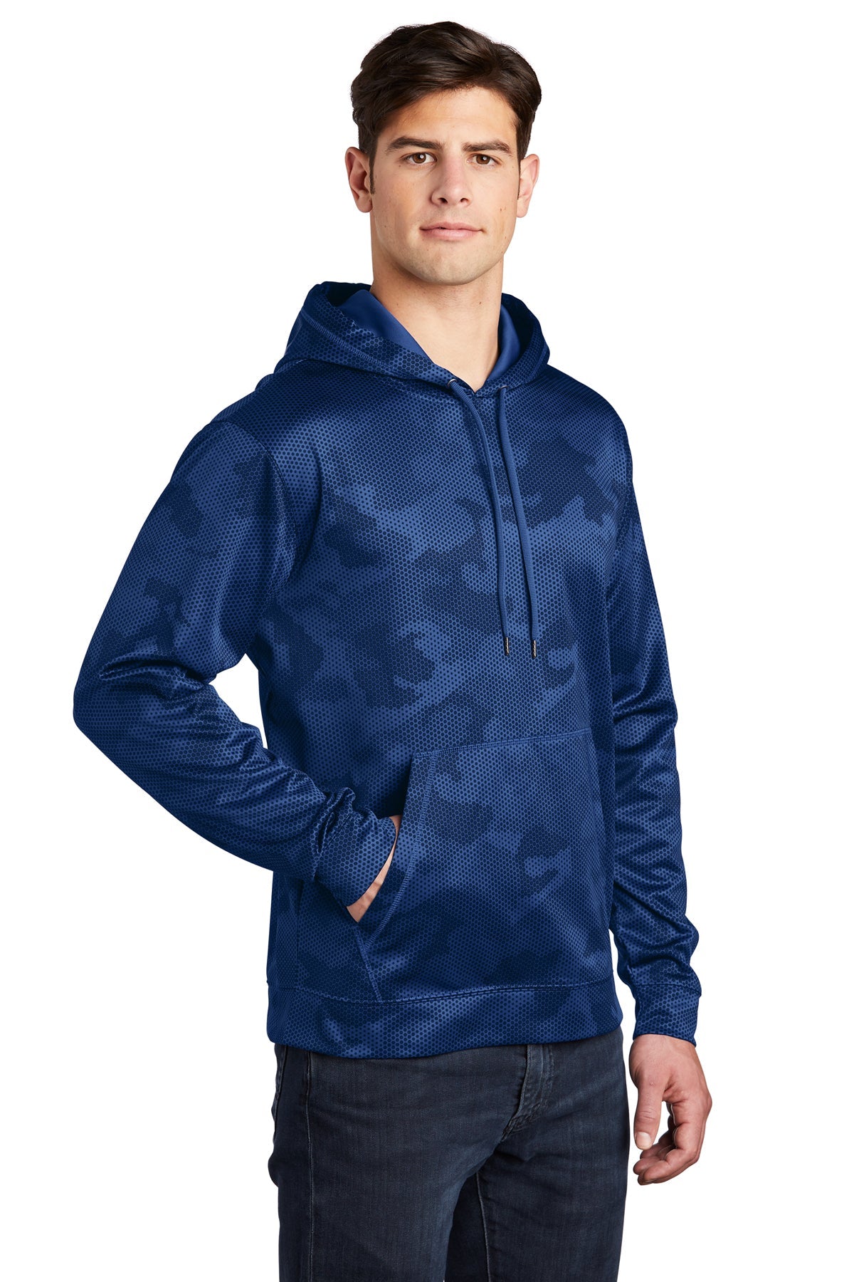 ST240 Sport-Tek® Sport-Wick® CamoHex Fleece Hooded Pullover