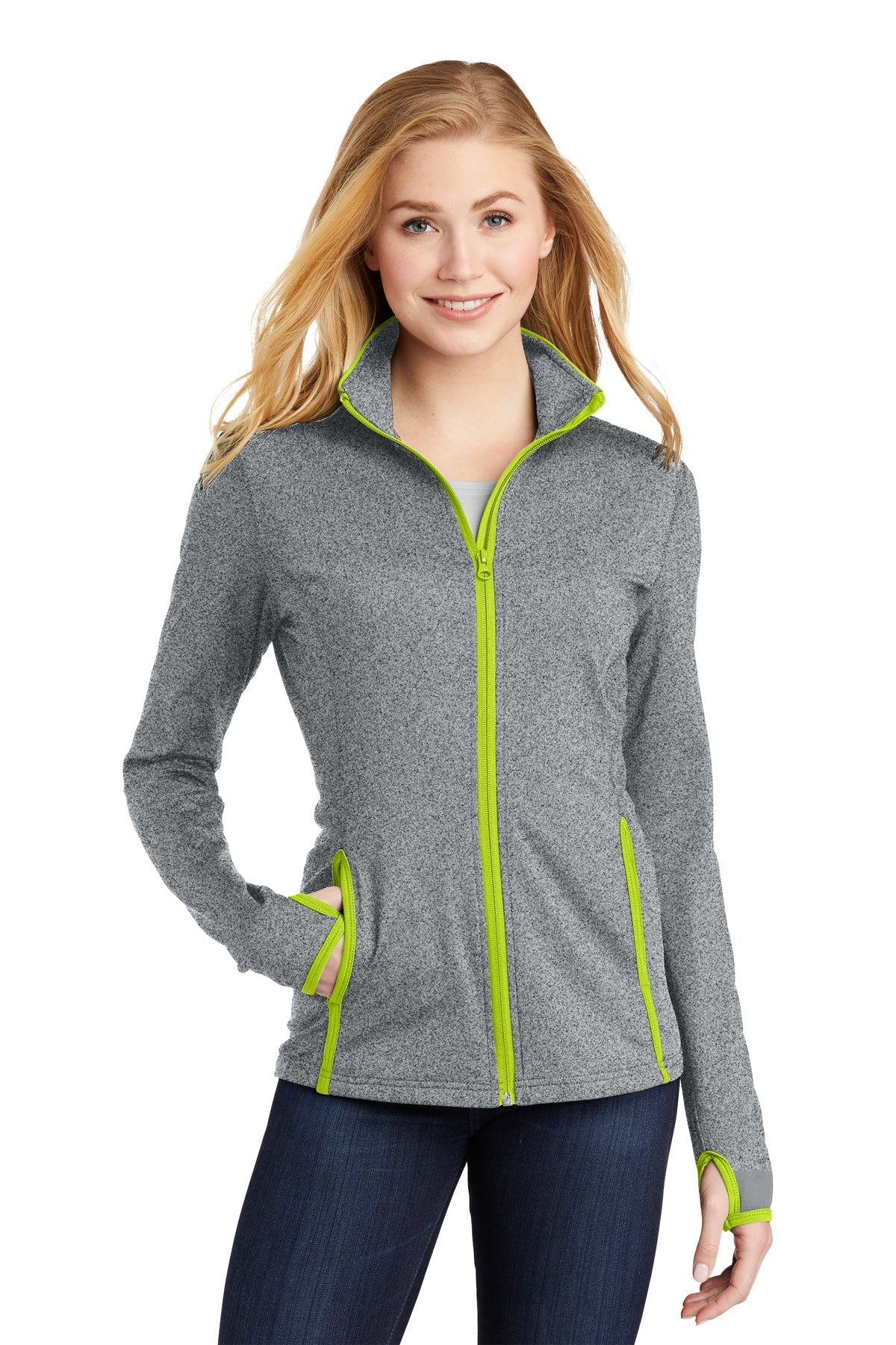 LST853 Sport-Tek® Ladies Sport-Wick® Stretch Contrast Full-Zip Jacket