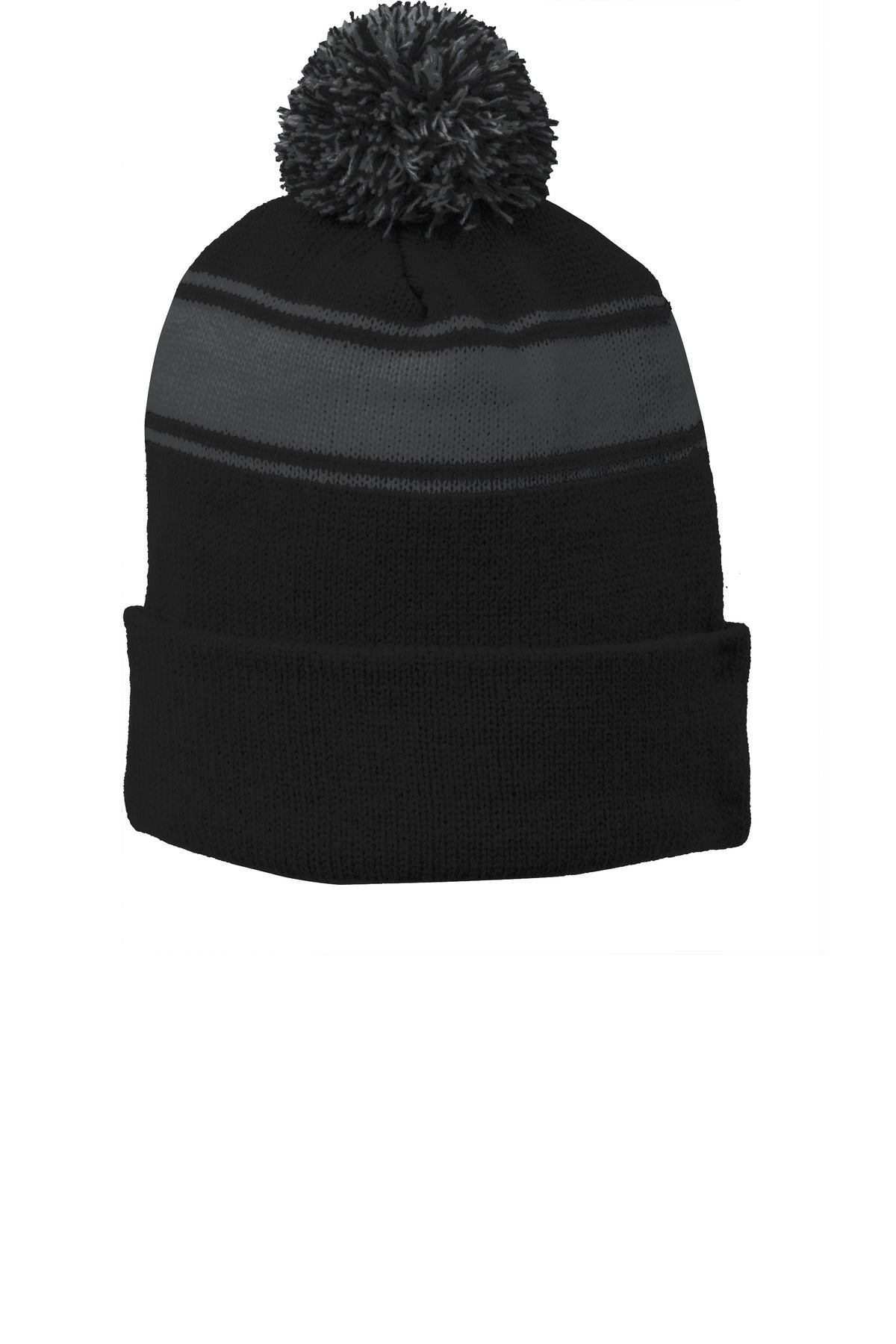 STC28 Sport-Tek® Stripe Pom Pom Beanie