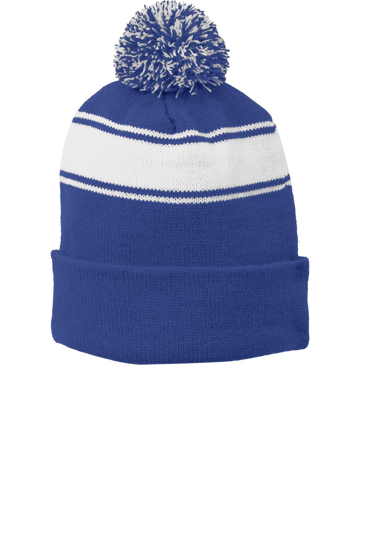 STC28 Sport-Tek® Stripe Pom Pom Beanie