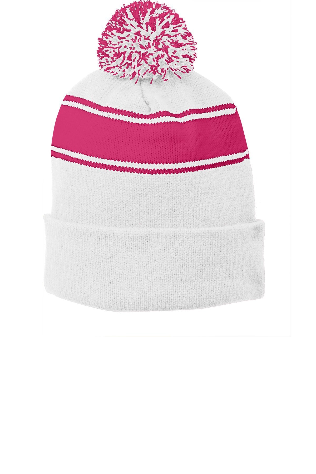 STC28 Sport-Tek® Stripe Pom Pom Beanie