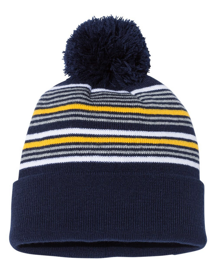 12" Striped Pom-Pom Knit Beanie - SP60