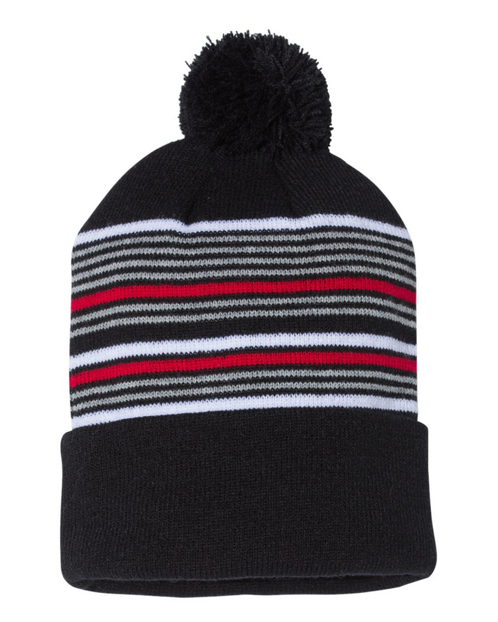 12" Striped Pom-Pom Knit Beanie - SP60